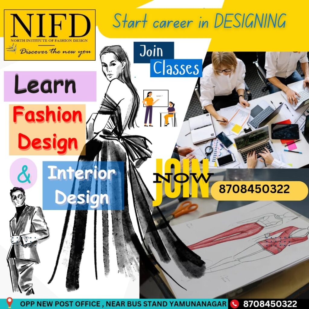 Learn Fashion design and interior design. an Institute admissions advertisement